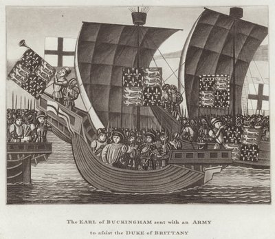 De Graaf van Buckingham gestuurd met een Leger om de Hertog van Bretagne te helpen door English School