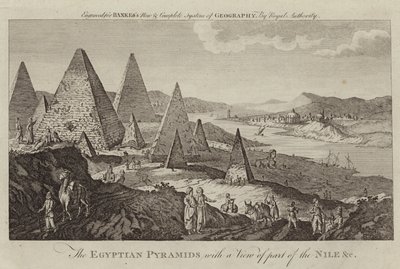 De Egyptische piramides met een uitzicht op een deel van de Nijl door English School