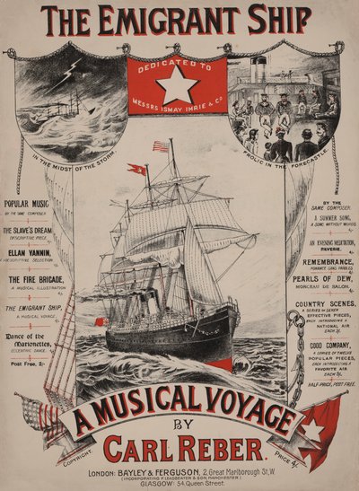 Het Emigrantenschip, Victoriaanse bladmuziekomslag door English School