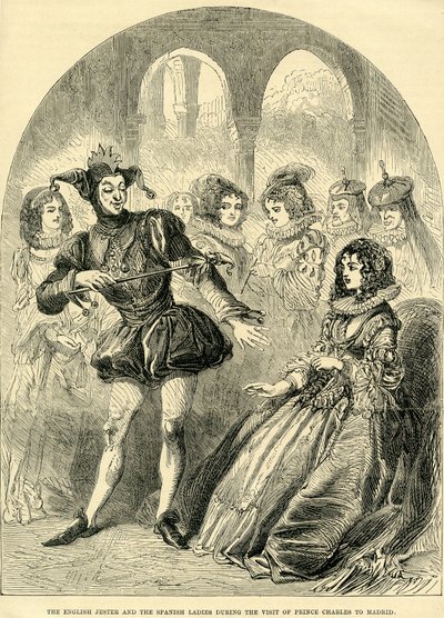 De Engelse Nar en de Spaanse Dames tijdens het bezoek van Prins Charles aan Madrid door English School