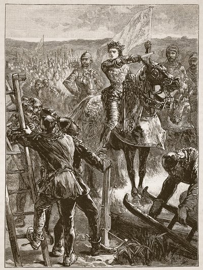 De Engelsen voor Harfleur, illustratie uit Cassells Geïllustreerde Geschiedenis van Engeland door English School