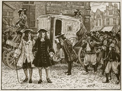 De Engelse gezant beledigd in de straten van Utrecht, 1712, illustratie uit Cassells Geïllustreerde Geschiedenis van Engeland door English School