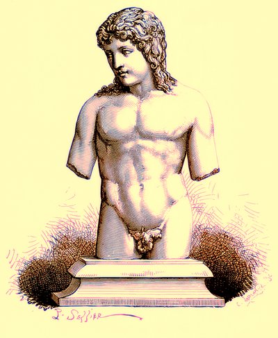 De Eros van het Vaticaan, standbeeld in het Vaticaan, illustratie uit Geschiedenis van Rome door Victor Duruy, gepubliceerd 1884 door English School