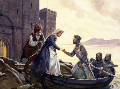 De ontsnapping van Mary Queen of Scots (gouache op papier) door English School