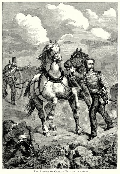 De actie van kapitein Bell bij de Alma (gravure) door English School
