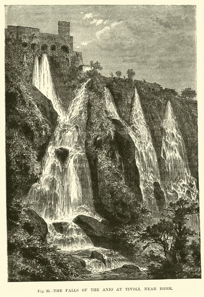 De watervallen van de Anio bij Tivoli, nabij Rome door English School