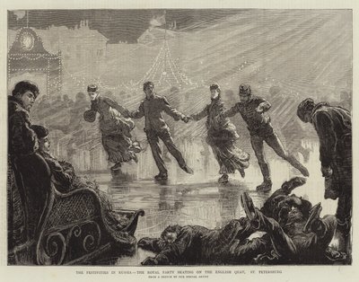 De Festiviteiten in Rusland, het Koninklijke Gezelschap Schaatst op de Engelse Kade, St. Petersburg door English School