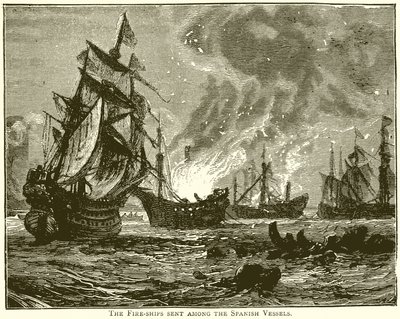 Het Brandschip Gestuurd naar de Spaanse Schepen door English School