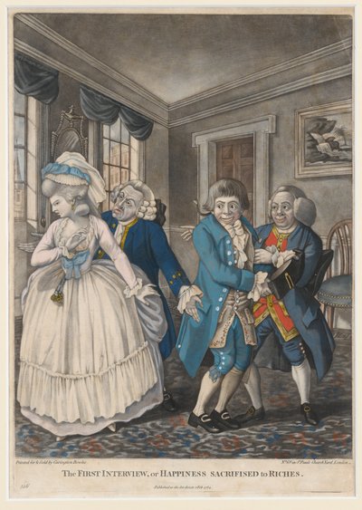 Het Eerste Interview, of Geluk Geofferd aan Rijkdom, 1784 door English School