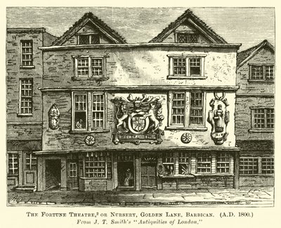Het Fortune Theatre, of Nursery, Golden Lane, Barbican, AD 1800 door English School