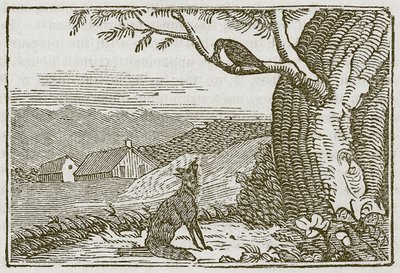 De vos en de kraai (gravure) door English School