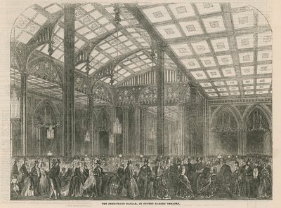 De Vrijhandelsbazaar in het Covent Garden Theatre, Londen door English School