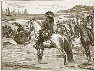 De Fransen trekken zich terug uit Torbay, illustratie uit Cassells Illustrated History of England door English School