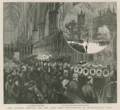 De uitvaartdienst voor wijlen Lord Shaftesbury in Westminster door English School