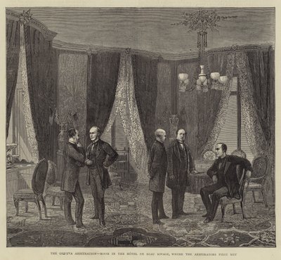 De arbitrage van Genève, kamer in het Hotel de Beau Rivage, waar de arbiters voor het eerst bijeenkwamen door English School
