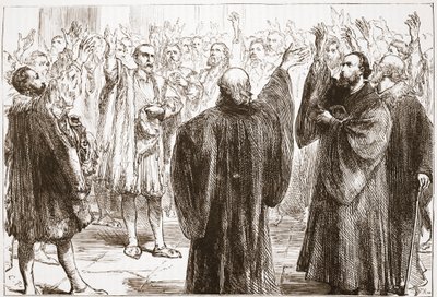 De Genevenaren zweren hun afzwering van het rooms-katholicisme, illustratie uit De Geschiedenis van het Protestantisme door James Aitken Wylie, gepubliceerd in 1878 door English School