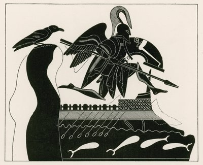De geest van Patroklos (gravure) door English School