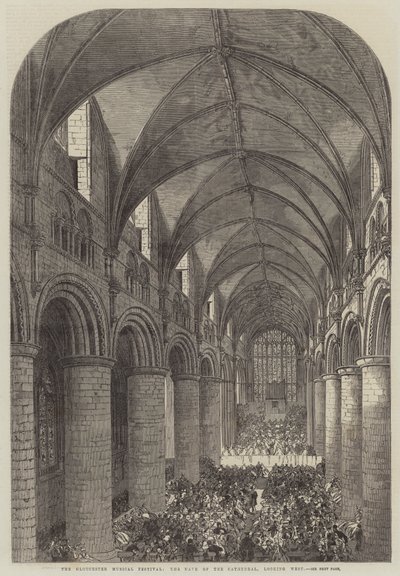 Het Gloucester Muziekfestival, het Schip van de Kathedraal, kijkend naar het Westen door English School