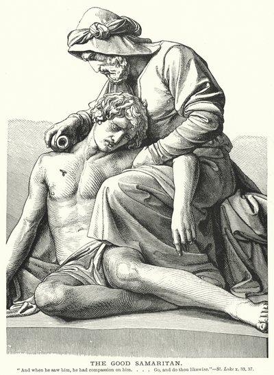 De barmhartige Samaritaan (gravure) door English School