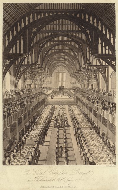 Het grote kroningsbanket in Westminster Hall door English School