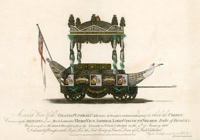 De grote begrafeniswagen van vice-admiraal Lord Viscount Nelson door English School