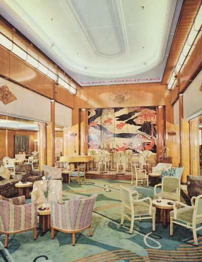 De Grote Hal, aan boord van de RMS Mauretania door English School