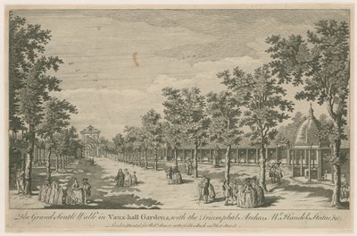 De grote zuidelijke wandeling in Vauxhall Gardens door English School
