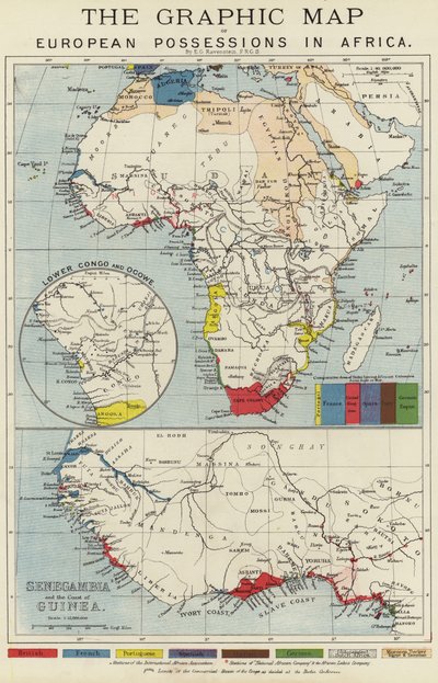 De Graphic kaart van Europese bezittingen in Afrika door English School