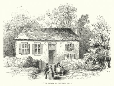 Het graf van William Penn (gravure) door English School