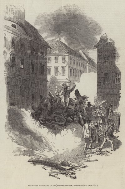 De Grote Barricade in de Breiten-Strasse, Berlijn door English School
