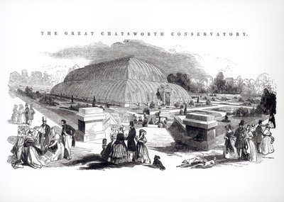De Grote Kas in Chatsworth, 1844 door English School