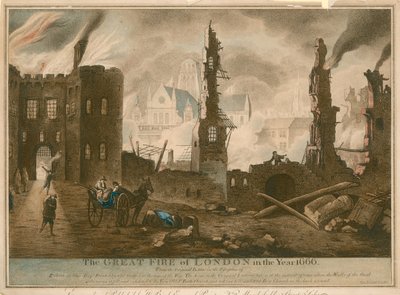 De Grote Brand van Londen in het jaar 1666 door English School