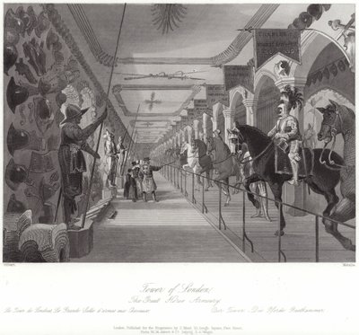 De grote wapenrustkamer van de Tower of London door English School