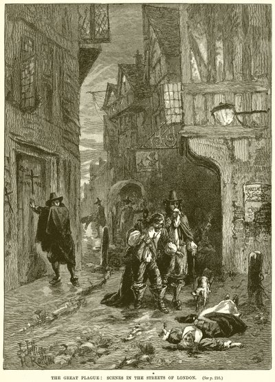 De Grote Pest: Taferelen in de Straten van Londen door English School