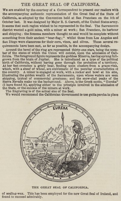 Het grote zegel van Californië (gravure) door English School