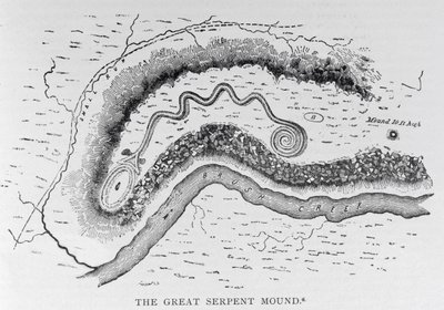 De Grote Slangenheuvel, nabij Locust Grove, Ohio, 2e eeuw v.Chr., uit 