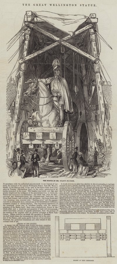 Het Grote Wellington Standbeeld (gravure) door English School