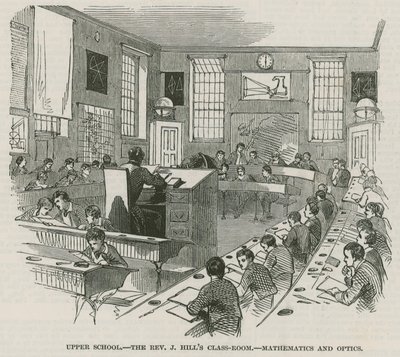 De Greenwich Royal Hospital Schools; Bovenbouw: Het klaslokaal van dominee J Hills door English School