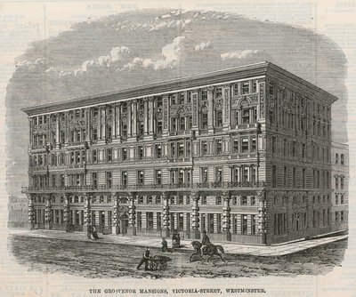 De Grosvenor Mansions, Victoria Street, Westminster, Londen door English School
