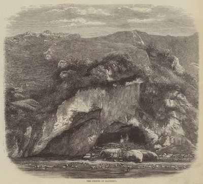 De grot van Bagneres (gravure) door English School