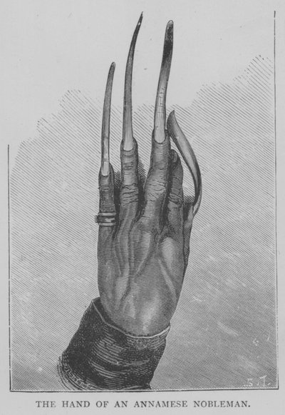 De hand van een Annamese edelman (gravure) door English School