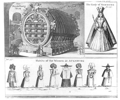 De Heidelberg Tun, De Dame van Newburg en Gewoonten van de Vrouwen van Augsburg, uit Missons Nouveau voyage d