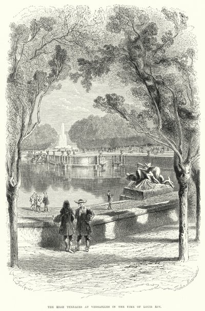 De hoge terrassen in Versailles in de tijd van Lodewijk XIV door English School