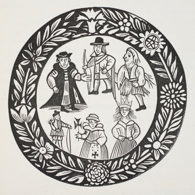 De geschiedenis van Adam Bell, Clim of the Clough en William of Cloudeslie, illustratie uit Chap-books van de achttiende eeuw door John Ashton, uitgegeven 1882 door English School