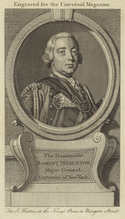 De Eerwaarde Robert Monckton, Generaal-majoor, Gouverneur van New York door English School