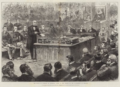 Het Lagerhuis op donderdag 8 april, het debat over de regering van Ierland door English School