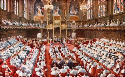 Het Hogerhuis. De opening van het Parlement door Zijne Majesteit de Koning door English School