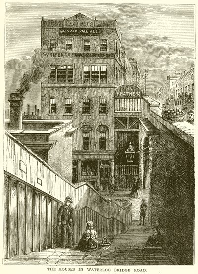 De Huizen in Waterloo Bridge Road door English School