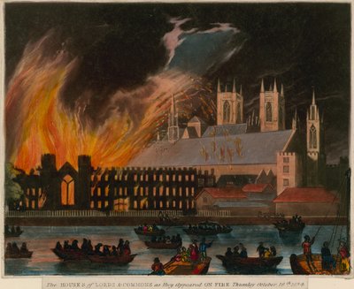 De Huizen van Lords en Commons zoals ze in brand stonden, 16 oktober 1834 door English School