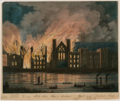 De Huizen van Lords en Commons in brand, 16 oktober 1834 door English School